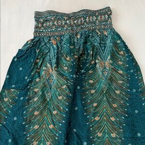 Joob Joob Elegant Teal and Gold Women's Pants